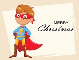 Merry Christmas. Boy in superhero costume vector