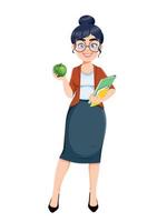 Happy Techer day. Cute female teacher vector