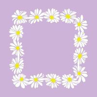 Daisy flower frame , summer floral wreath vector