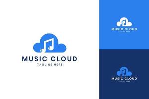 diseño de logotipo de espacio negativo de nube de música vector