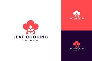 leaf cooking negative space logo design vector