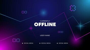 offline streaming background with light.gaming streaming banner with pink and blue color light vector