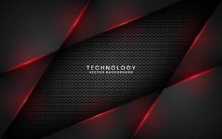 Abstract 3D black technology background overlap layer on dark space with red light line effect decoration. Modern template element future style for flyer, banner, cover, brochure, or landing page vector