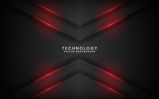 Abstract 3D black technology background overlap layer on dark space with red light arrow effect decoration. Modern template element future style for flyer, banner, cover, brochure, or landing page vector