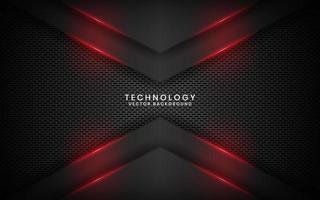 Abstract 3D black technology background overlap layer on dark space with red light arrow effect decoration. Modern template element future style for flyer, banner, cover, brochure, or landing page vector