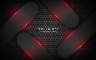 Abstract 3D black technology background overlap layer on dark space with red light line effect decoration. Modern template element future style for flyer, banner, cover, brochure, or landing page vector