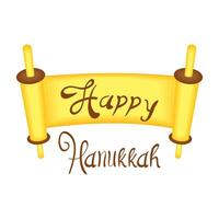 happy hanukkah patchment with lettering vector