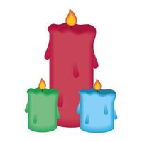 paraffin candles fire isolated icons vector