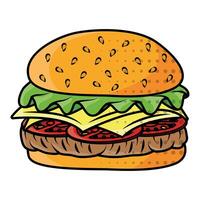 delicious burger fast food icon vector