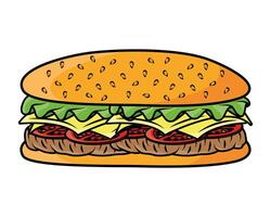 delicious burger fast food icon vector