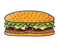 delicious burger fast food icon vector