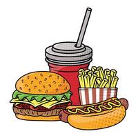 delicious fast food with soda and french fries vector