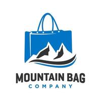 shopping and mountain bag logo design vector