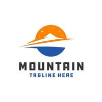 mountain object circle logo vector