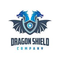 blue dragon shield logo design vector