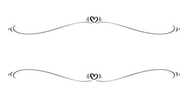 Vector Flourish vintage Valentines Day divider. Hand Drawn Black Calligraphic Heart. Calligraphy Holiday illustration. Design valentine element. Icon love decor for web, wedding