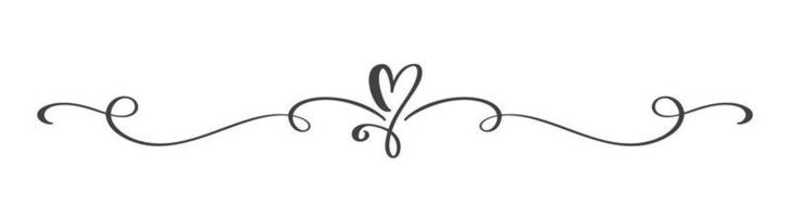 vintage florecer vector divisor día de San Valentín dibujado a mano corazón caligráfico negro. Ilustración de vacaciones de caligrafía. elemento de diseño de San Valentín. icono de amor decoración para web, boda