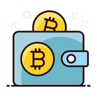 estilo de vector plano de billetera bitcoin