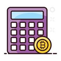 Trendy vector style of bitcoin with calculator  of bitcoin calculations