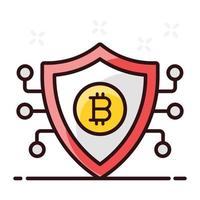 protección bitcoin en moneda digital vector
