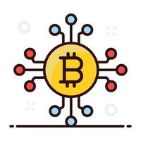 red bitcoin btc con red vector
