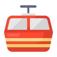 Funicular flat icon of cable car vector