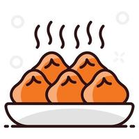 Sizzling dumplings in a tray vector