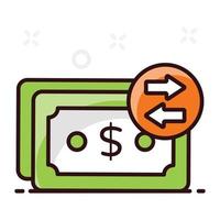 Banknotes with money flow vector