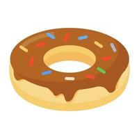 estilo de icono de donut de chocolate vector