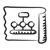 An icon design of blueprint in modern hand drawn style vector