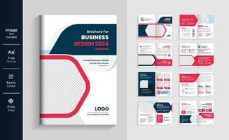 16 pages brochure template. profile pages layout design, modern colorful shape minimalist business brochure or annual report template abstract design theme vector