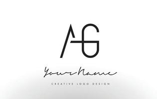 AG Letters Logo Design Slim. Creative Simple Black Letter Concept. vector