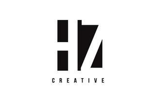 HZ H Z White Letter Logo Design with Black Square. vector