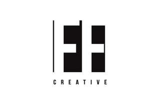 FF F F White Letter Logo Design with Black Square. vector