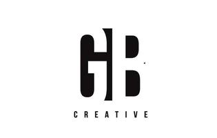 GB G B White Letter Logo Design with Black Square. vector