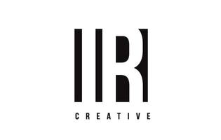 IR I R White Letter Logo Design with Black Square. vector