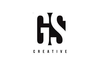 GS G S White Letter Logo Design with Black Square. vector