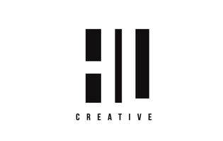 Hl hl diseño de logotipo de letra blanca con cuadrado negro. vector