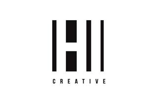 HI H I White Letter Logo Design with Black Square. vector