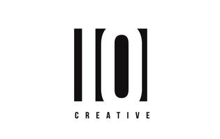 IO I O White Letter Logo Design with Black Square. vector