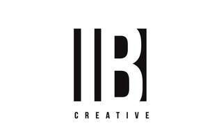 IB I B White Letter Logo Design with Black Square. vector