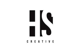 HS H S White Letter Logo Design with Black Square. vector