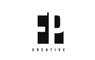 FP F P White Letter Logo Design with Black Square. vector