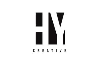 HY H Y White Letter Logo Design with Black Square. vector