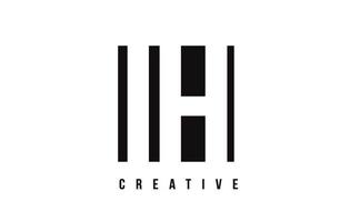 IH I H White Letter Logo Design with Black Square. vector