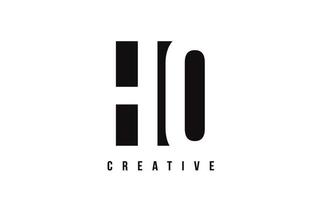 HO H O White Letter Logo Design with Black Square. vector