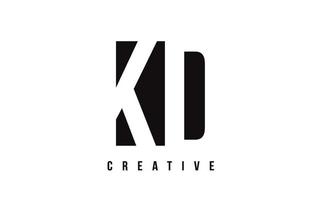 KD K D White Letter Logo Design with Black Square. vector