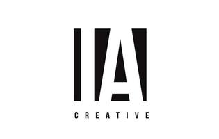 IA I A White Letter Logo Design with Black Square. vector