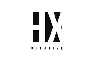 HX H X White Letter Logo Design with Black Square. vector