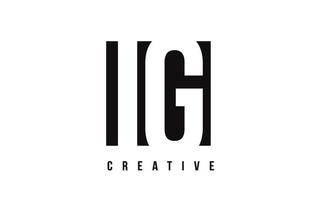 IG I Q White Letter Logo Design with Black Square. vector